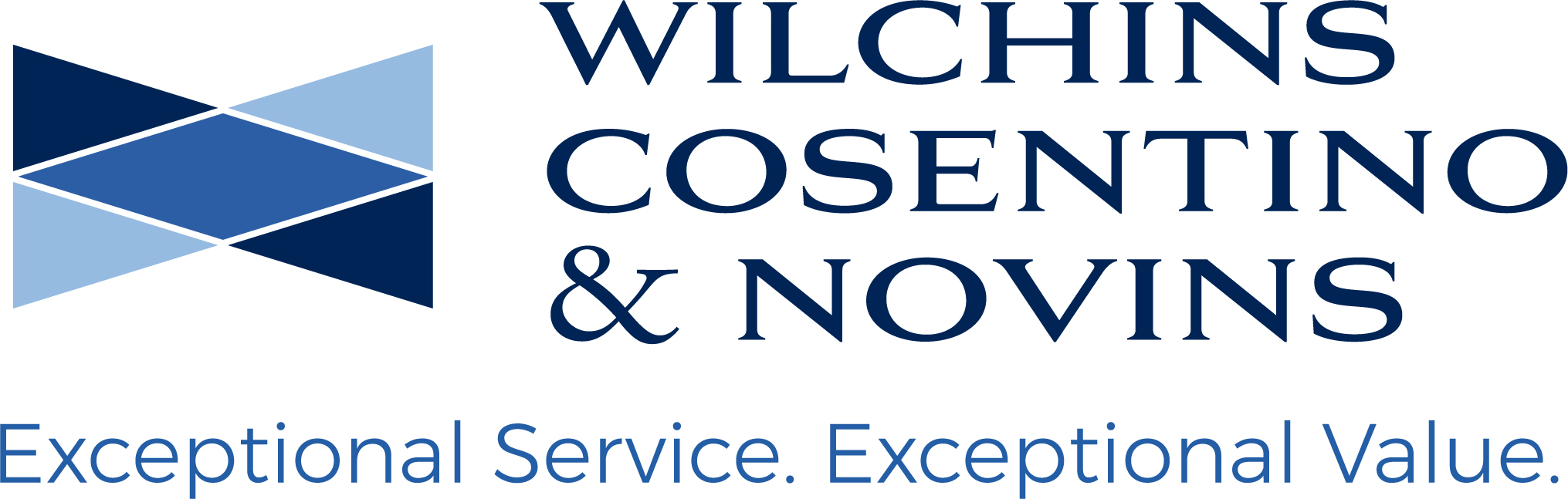 Wilchins Cosentino & Novins, LLC logo, names in blue with a grey line between each name
